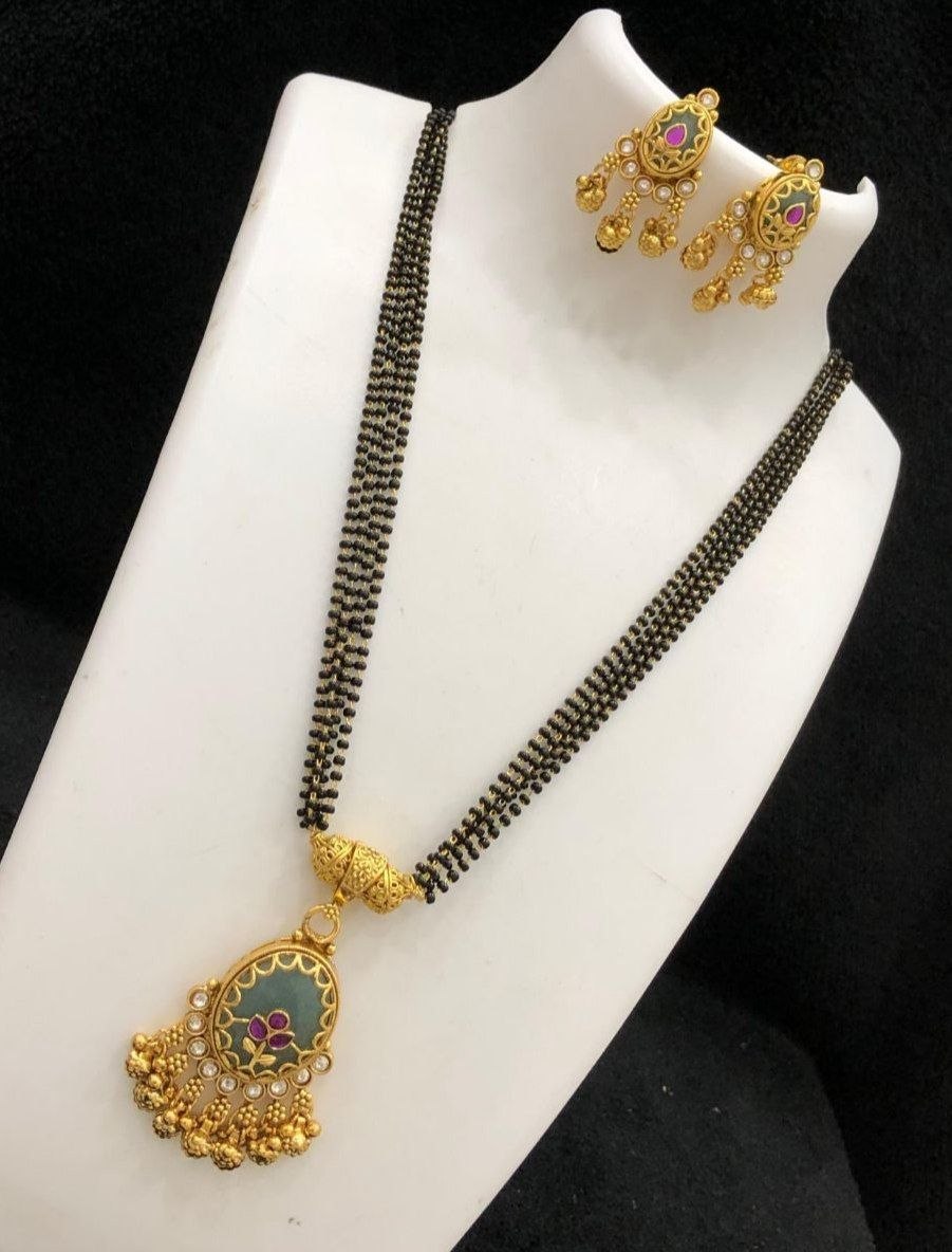 Pearl Trail Jadau Pendant Mangalsutra set